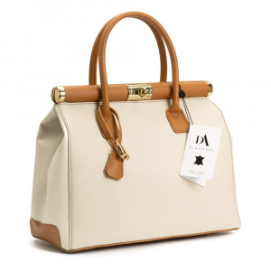 Geanta dama piele naturala DiAmanti Verona Bej Bicolore